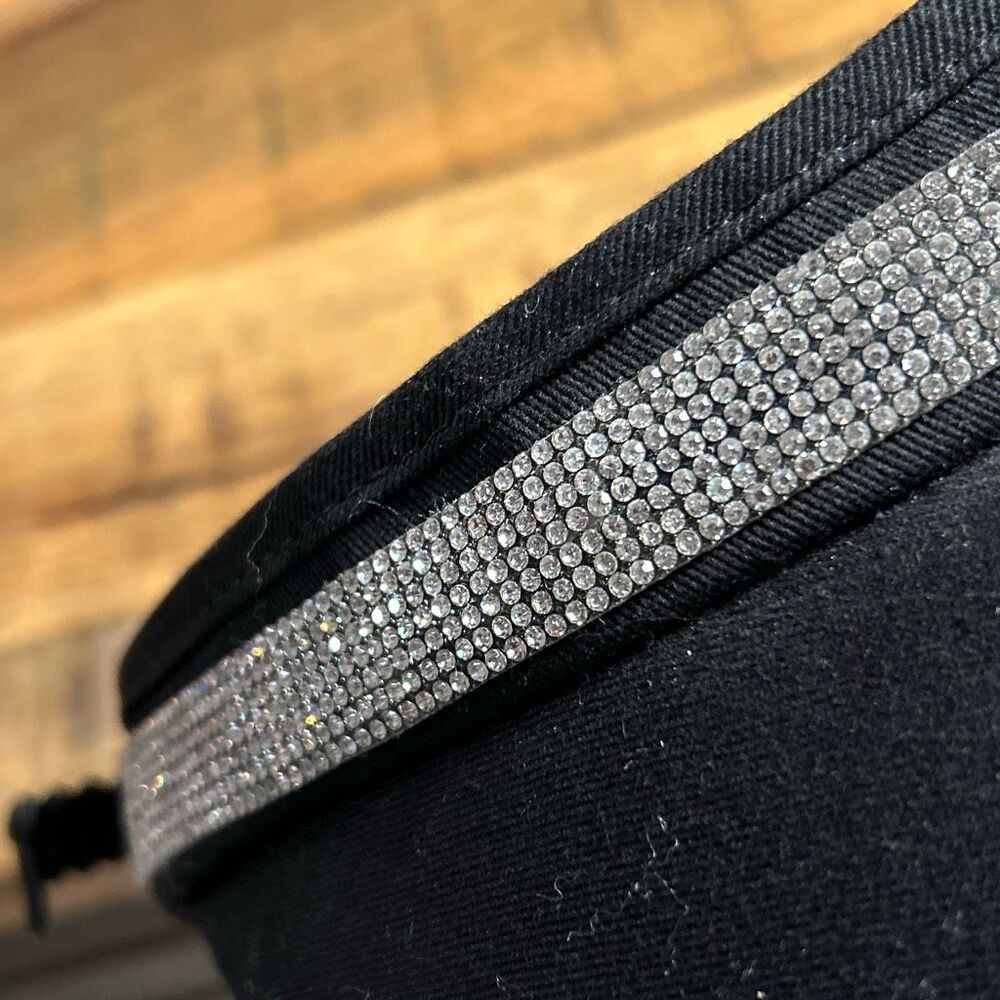 Black Rhinestone Ladies Visor - Picture 3 of 6